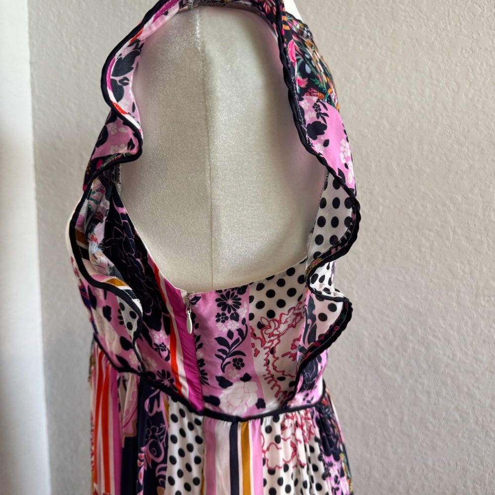 Anthropologie Ruffled Flutter Patchwork Midi Dres… - image 5